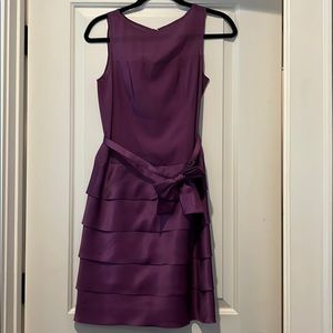 Purple tiered belted dress. Super flattering!!